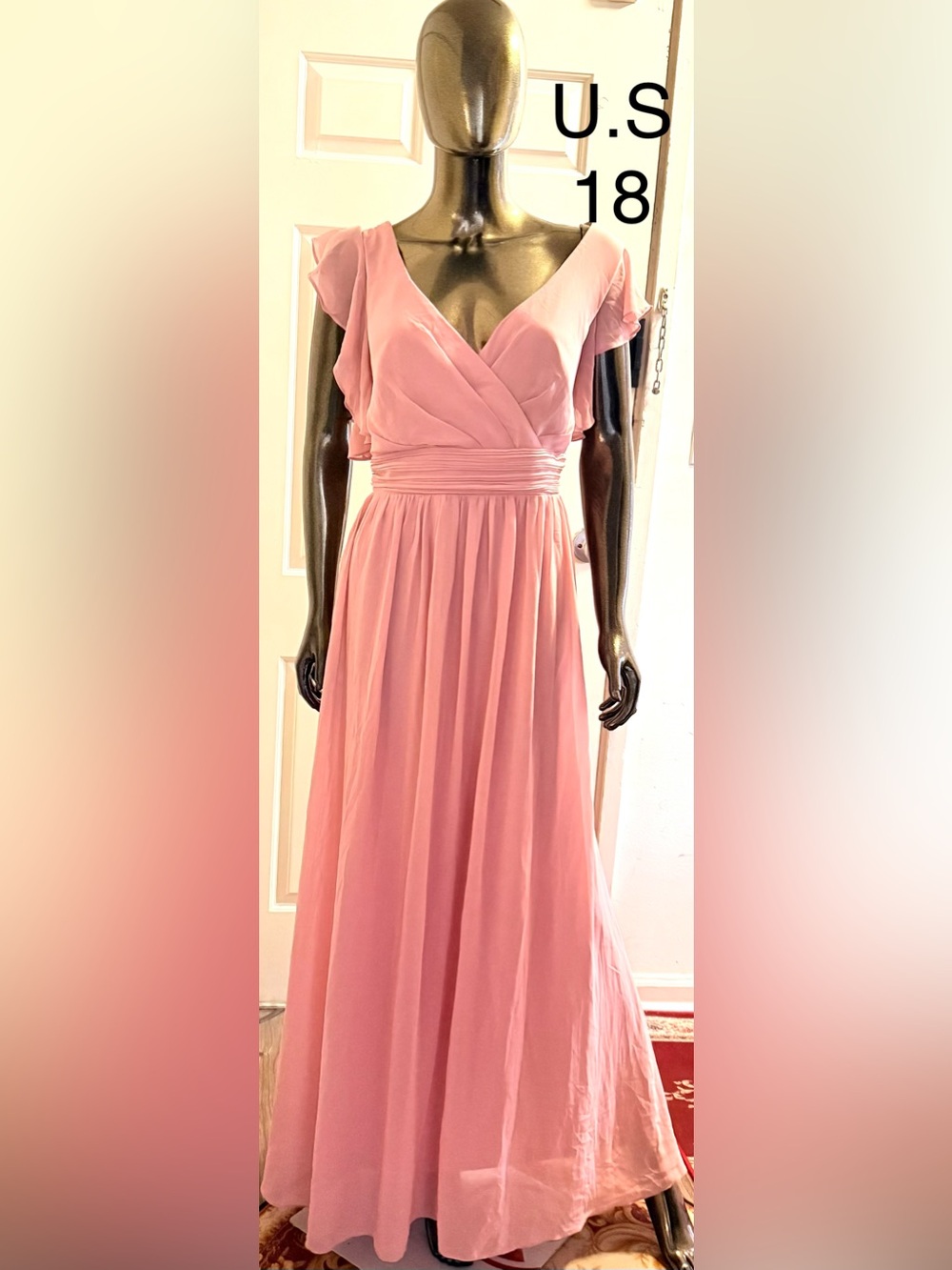 Women's Blush Pink Wrap-Front Maxi Dress